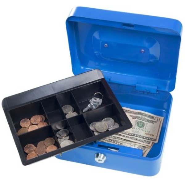Fleming Supply Fleming Supply Locking Cash Box, Portable with Coin Tray, Safe for Money and Valuables 792947WRN